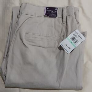 Gray Chinos Flat Front Cotton Blend